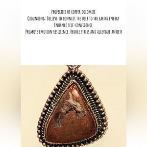 Natural Copper Dolomite. Cabochon Gemstone Pendant 925 (chain not included)